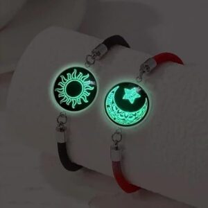 Love 2PCs Sun Moon Luminous Couple Bracelets Set- Glow at Night Sun, Moon, Star Pinky Promise Bracelets