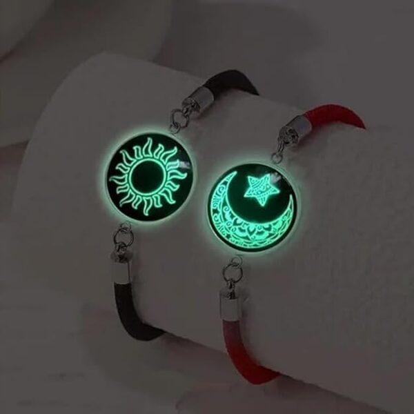 Love 2PCs Sun Moon Luminous Couple Bracelets Set- Glow at Night Sun, Moon, Star Pinky Promise Bracelets - Image 4