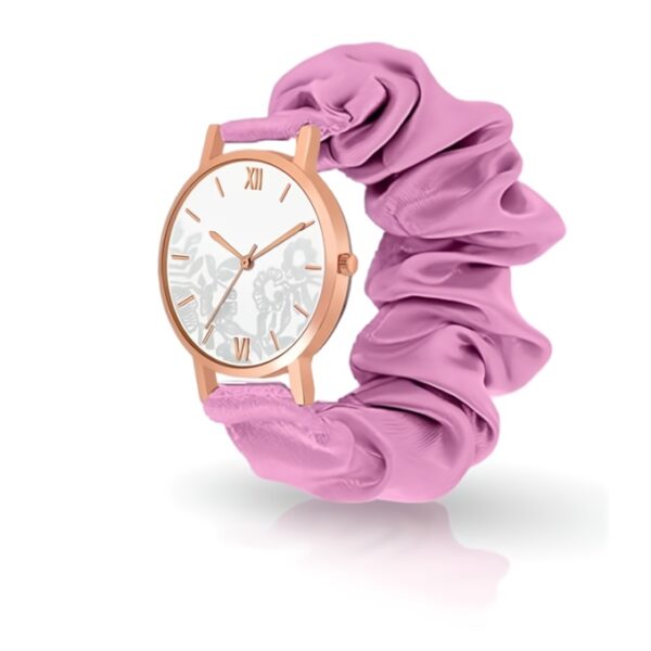 (Pink) Girl's Scrunchie Ribbon Wrist Watch