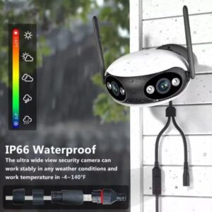 8MP Wide Angle Security Camera with Dual Lens Two Way Audio, Color Night Vision, Motion Detection, for Outdoor and Indoor (POE,Black)