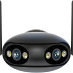 8MP Wide Angle Security Camera with Dual Lens Two Way Audio, Color Night Vision, Motion Detection, for Outdoor and Indoor (POE,Black)