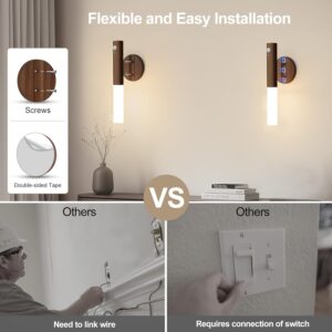 Rechargeable Motion Sensor Night Lights: 2200mAh Battery Operated Wall Sconces