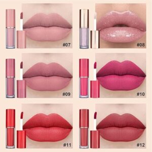 Beauzy 12Pcs. Velvet Matte Liquid Lipstick Set, Waterproof Long Lasting Quick drying Non-Stick Cup NudeLip Stain Kit