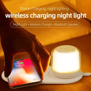 Wireless Charger Night Light Lamp, with App Control Bluetooth Speaker