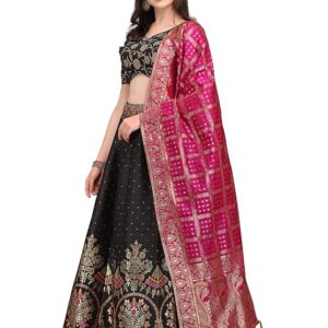 Women's Jacquard Semi-Stitched Lehenga choli