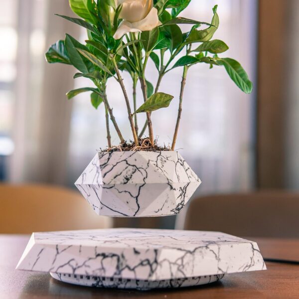 loating Levitating Rotating Plant Pot | Sparkling White