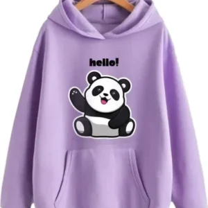 Latest Teddy Printed Stylish Hoodies Winter Casual Wear for Women & Girls (Lavender)